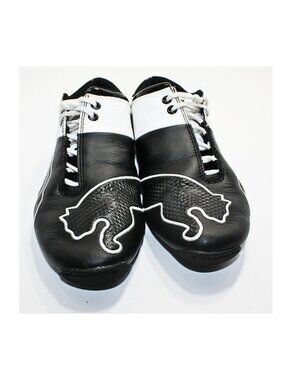PUMA Kids Black White Leather Lace-Up Sneakers Shoes Size 4 Youth Eco OrthoLite